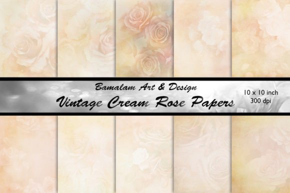 Download Vintage Cream Rose Scrapbook Papers - Vintage Collection